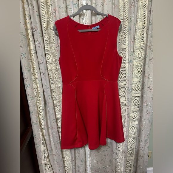 Cynthia Rowley Red Hot Sleeveless Fit Flare Scuba Knit Dress size XL - Picture 1 of 5
